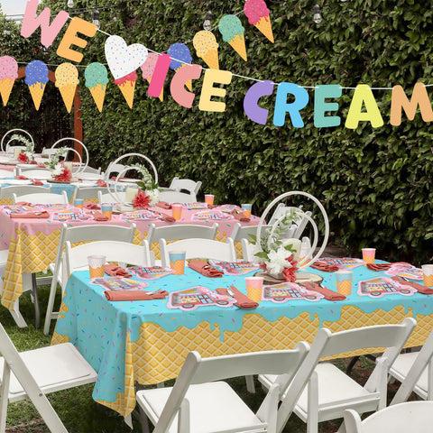 Gatherfun ice cream design tablecloths protect surfaces at parties