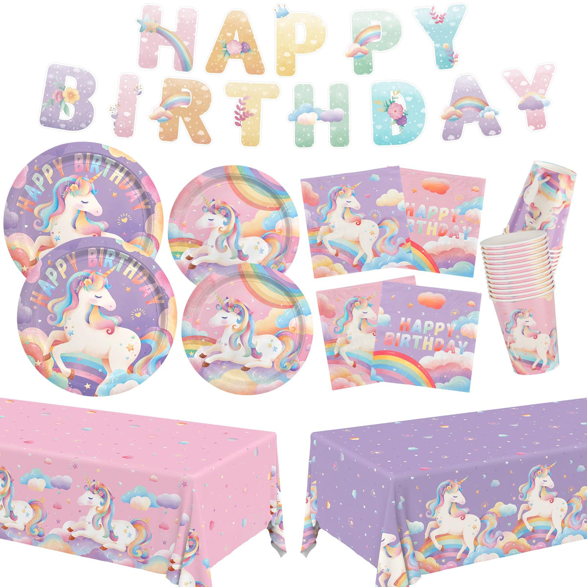 Gatherfun unicorn birthday plates 9-inch add festive color to the meal