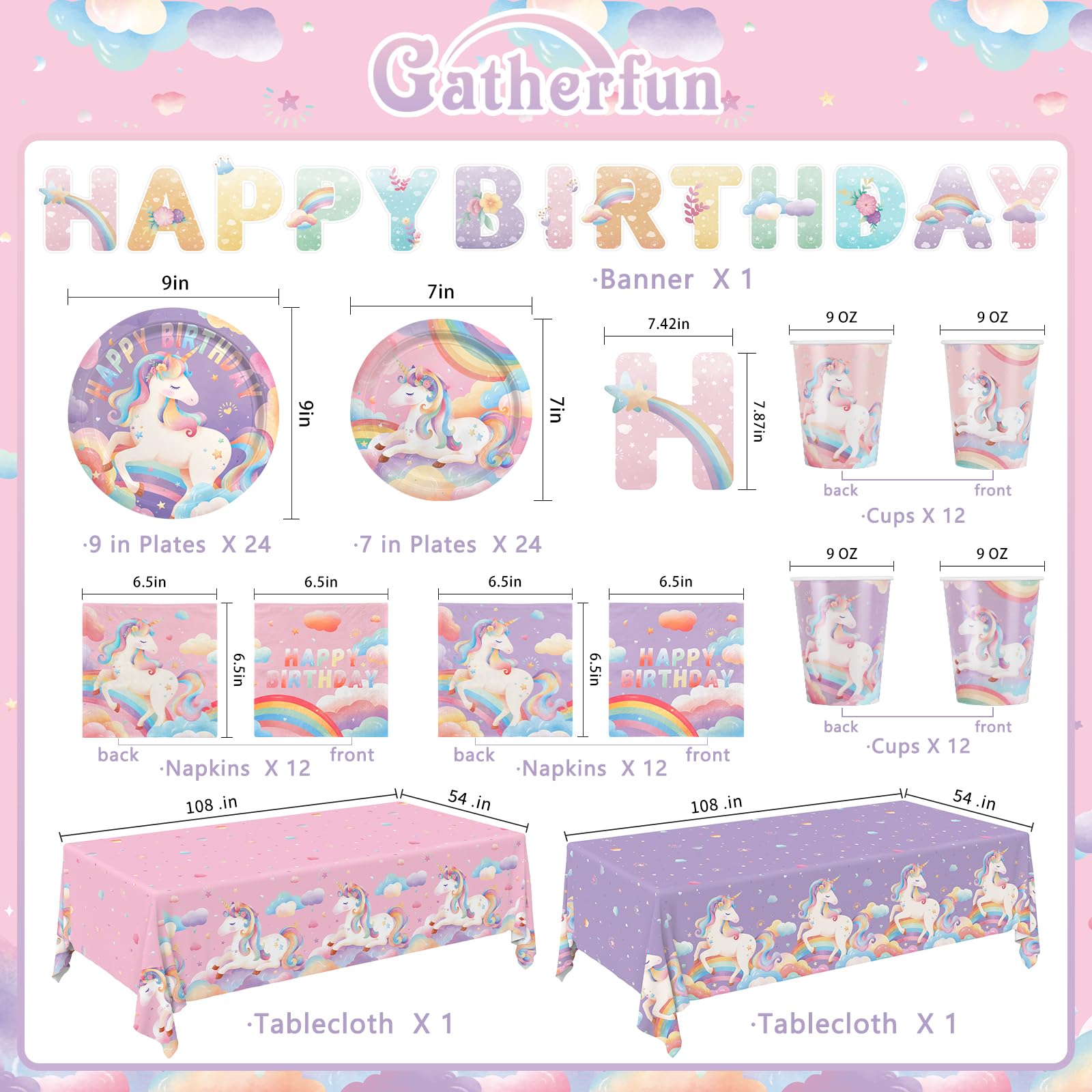Gatherfun unicorn dessert plates 7-inch showcase shimmer for sweet treats