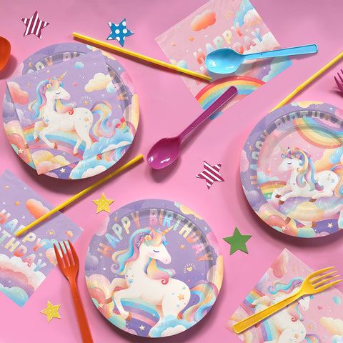 Gatherfun unicorn napkins with mixed designs for quick, colorful cleanups