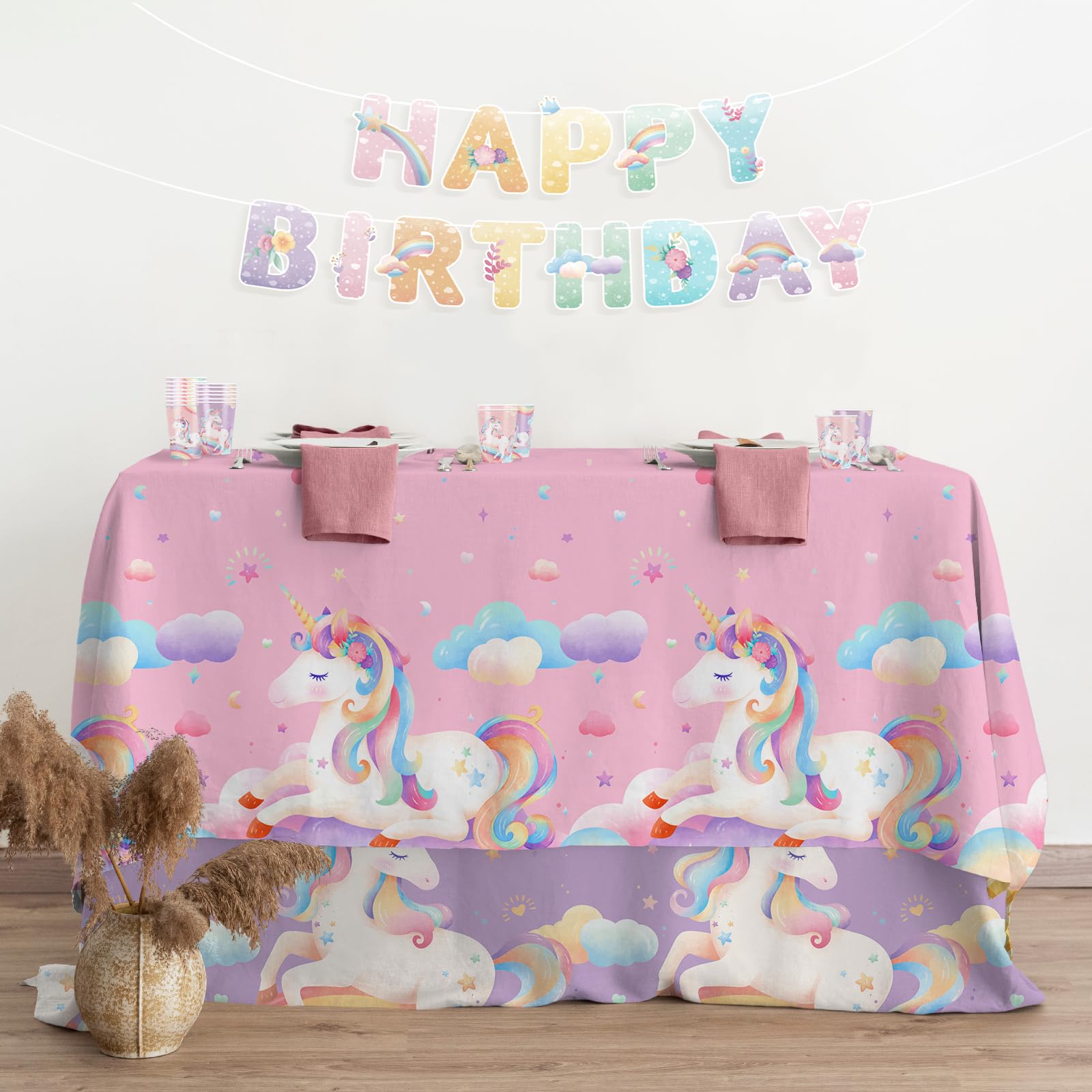 Gatherfun unicorn tablecloths with two designs protect surfaces in style