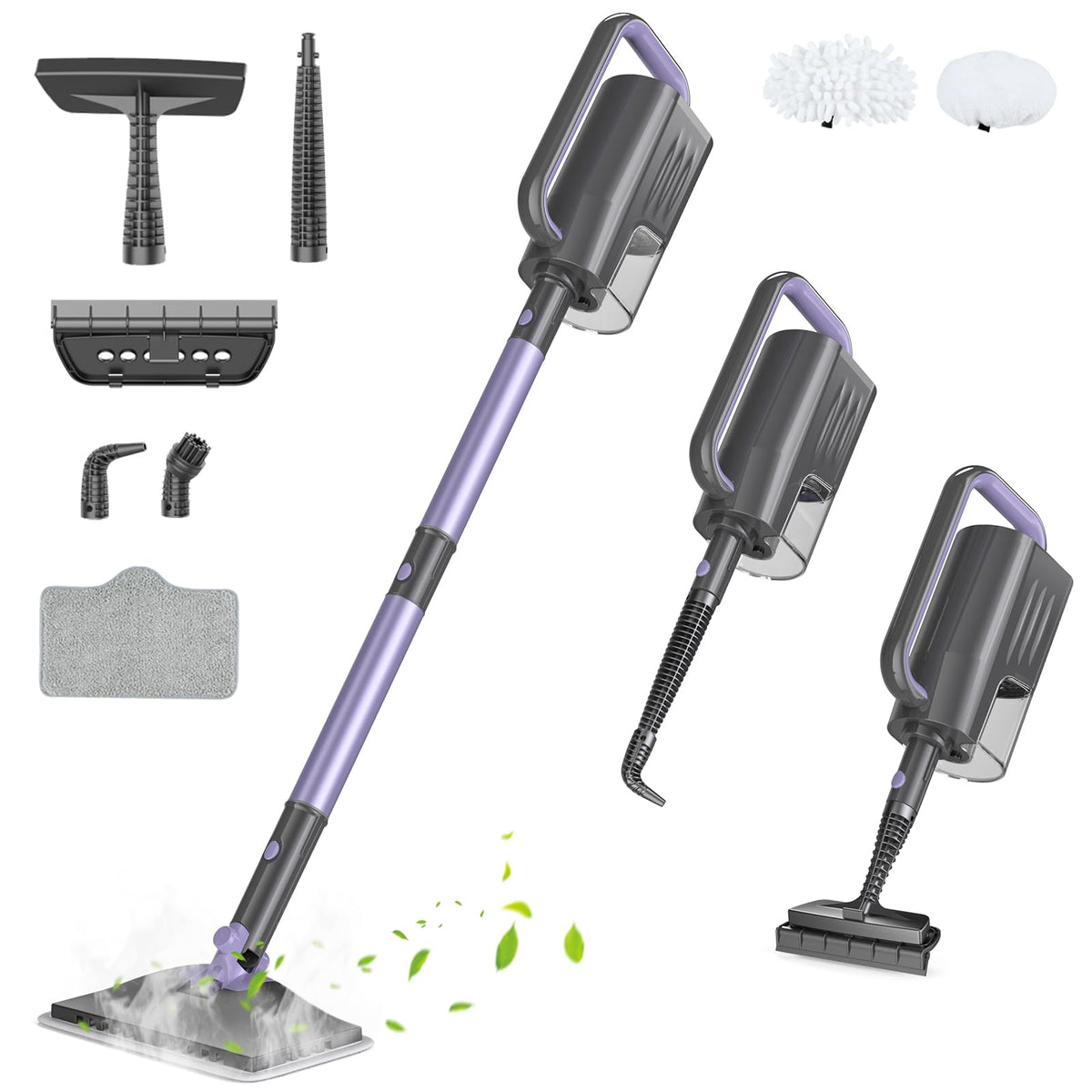Gatlei Steam Mop front view with pads ready for cleaning sealed floors