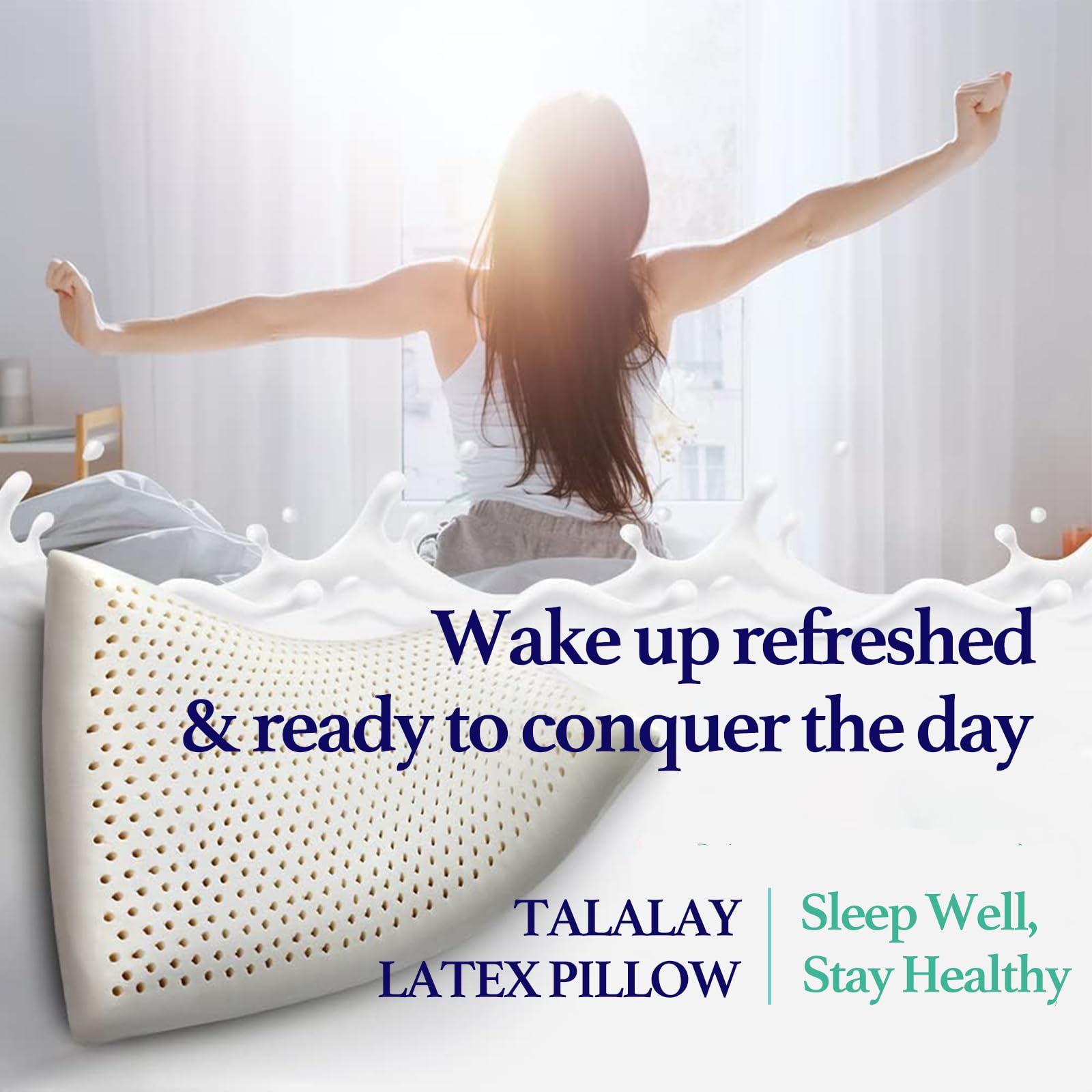 Gatnlair cotton-cover latex pillow delivers breathable, natural comfort.