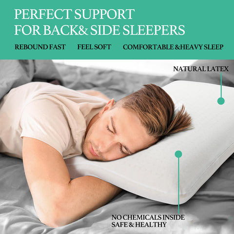 Gatnlair latex pillow queen-size with cotton cover for versatile sleeping positions.