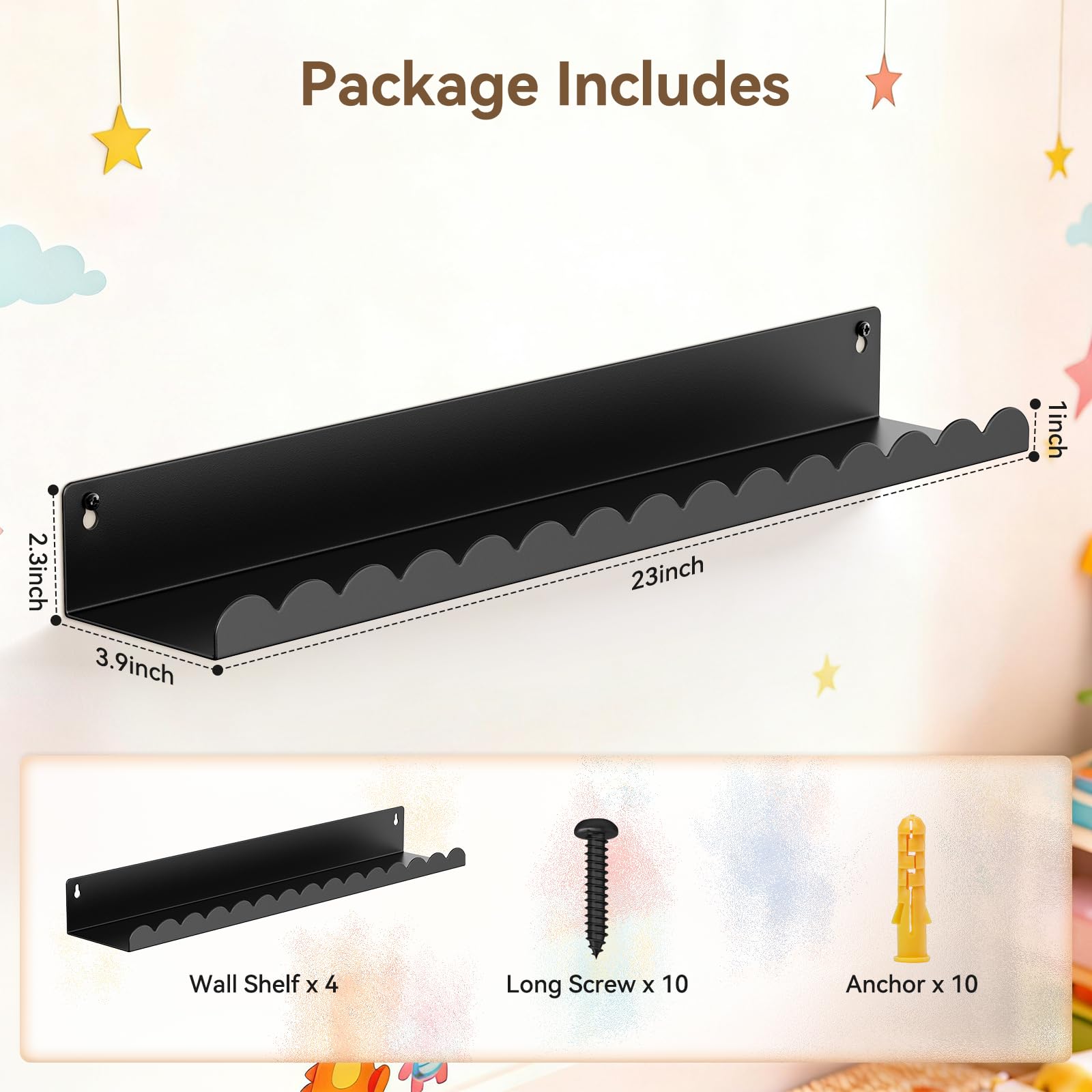 Gattlukd wall shelves 23inch side mount demonstrates versatile orientation.
