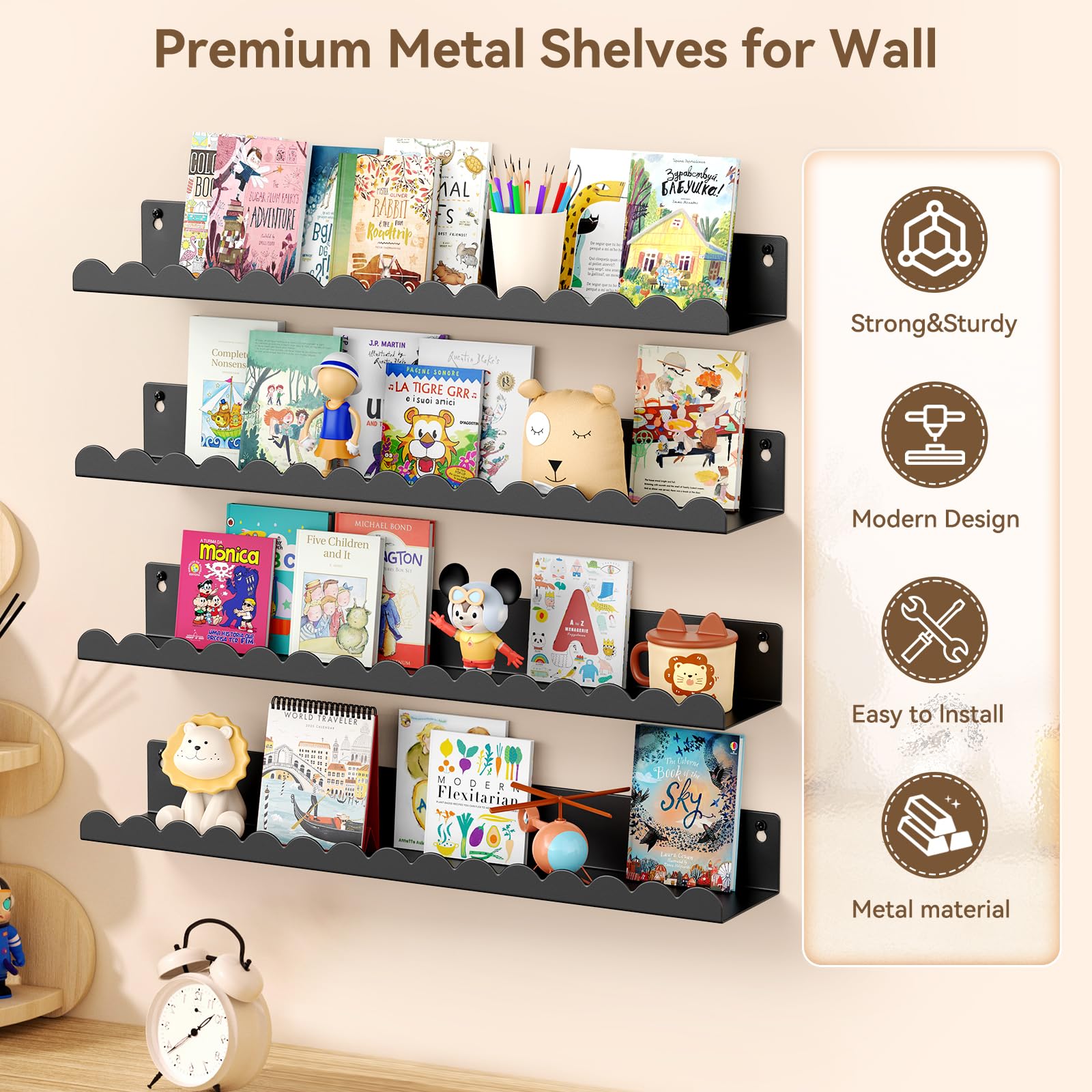 Gattlukd wall shelves 4pack set ideal for nursery storage.
