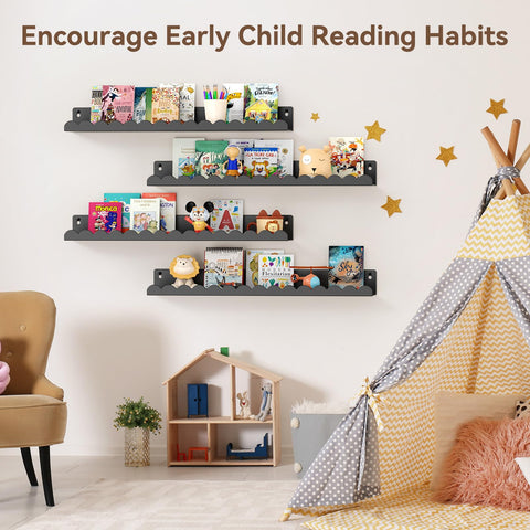 Gattlukd wall shelves with quick assembly and sturdy hardware.