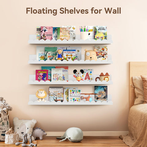 Gattlukd modern white shelves fit kids rooms and bedrooms.