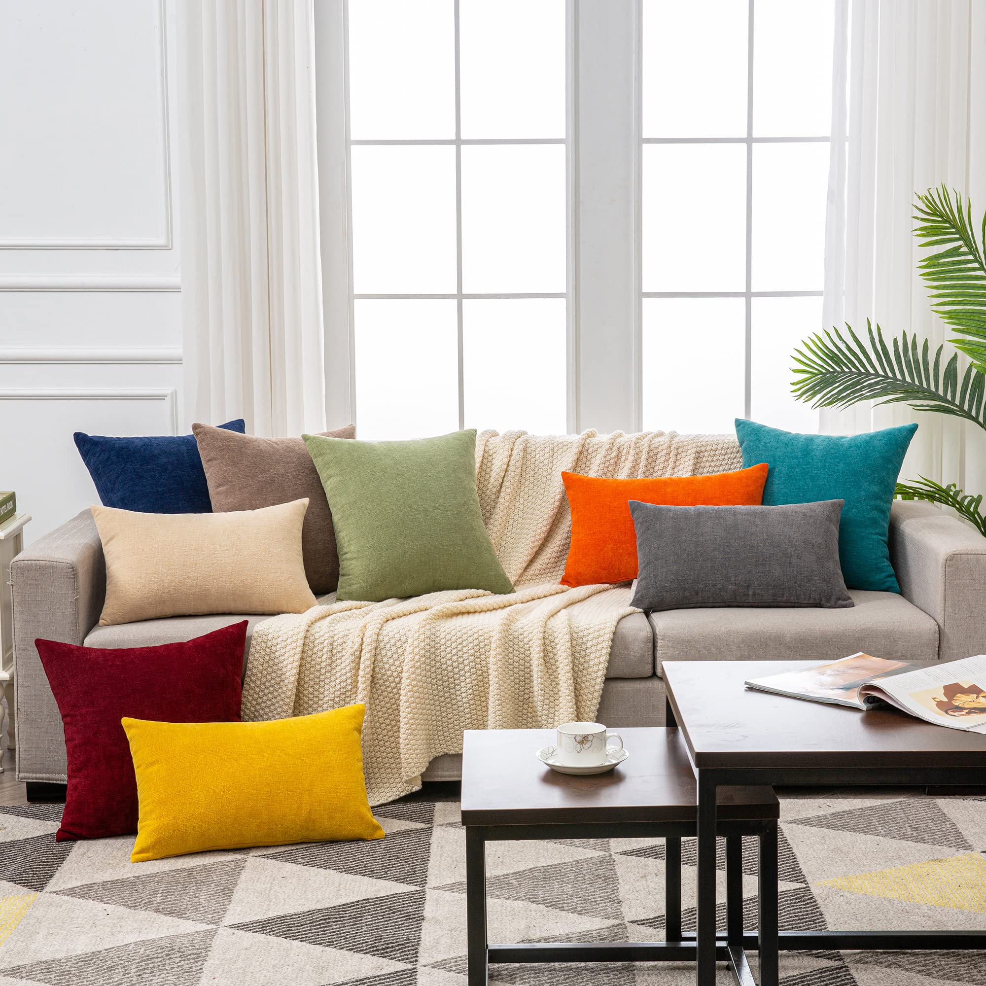 GAWAMAY navy pillow covers on a plush sofa set harmony.