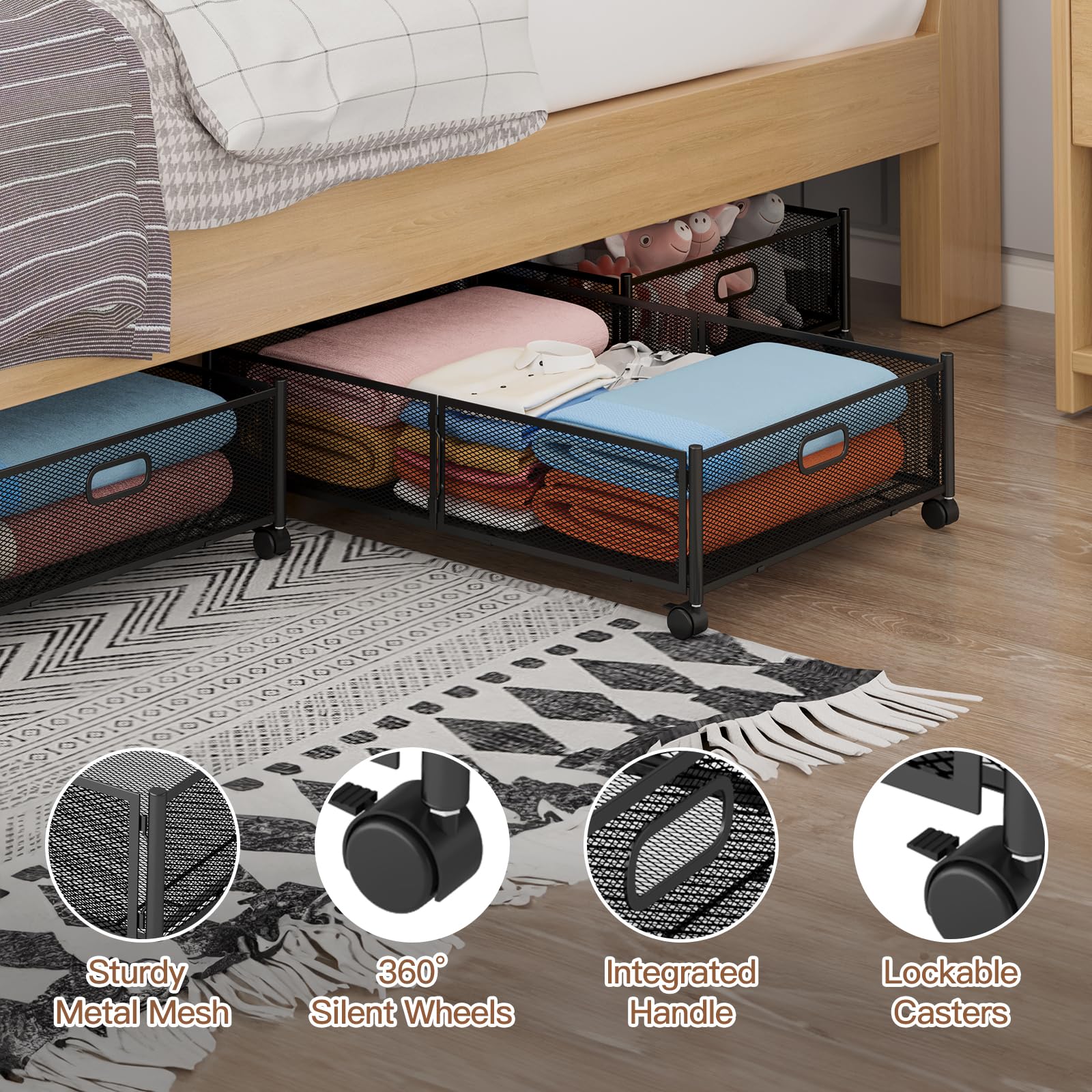 Gawerk 360-degree silent wheels with locks for secure positioning.