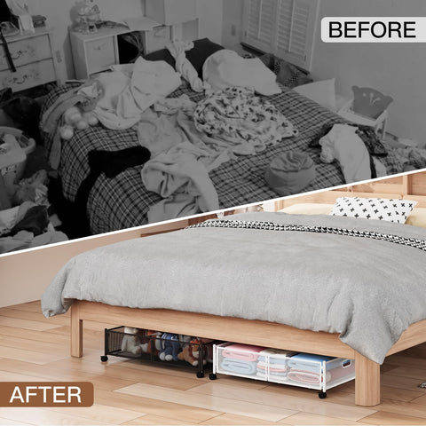 Gawerk fits under bed, sofa, and closets for versatile storage.