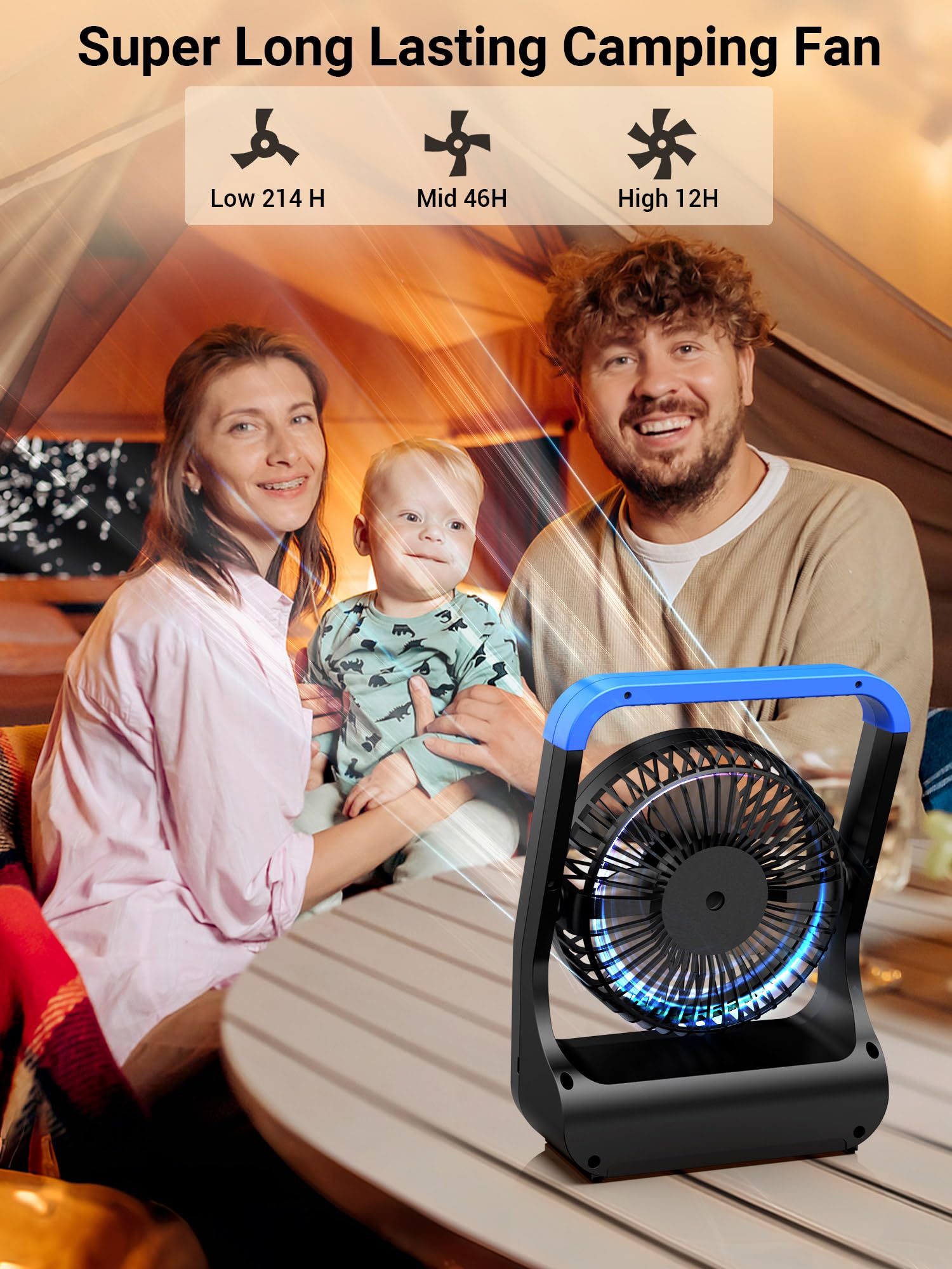 Gazeled desk fan with timer, quiet operation for office or sleep.