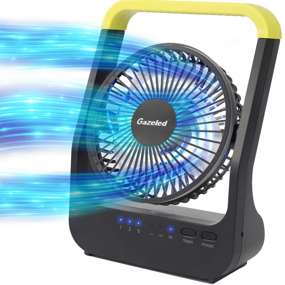 Gazeled F15 5-inch fan front view for camping and portable cooling.