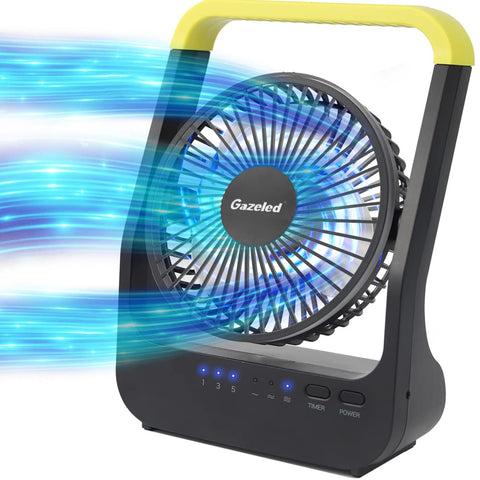 Gazeled F15 5-inch fan front view for camping and portable cooling.