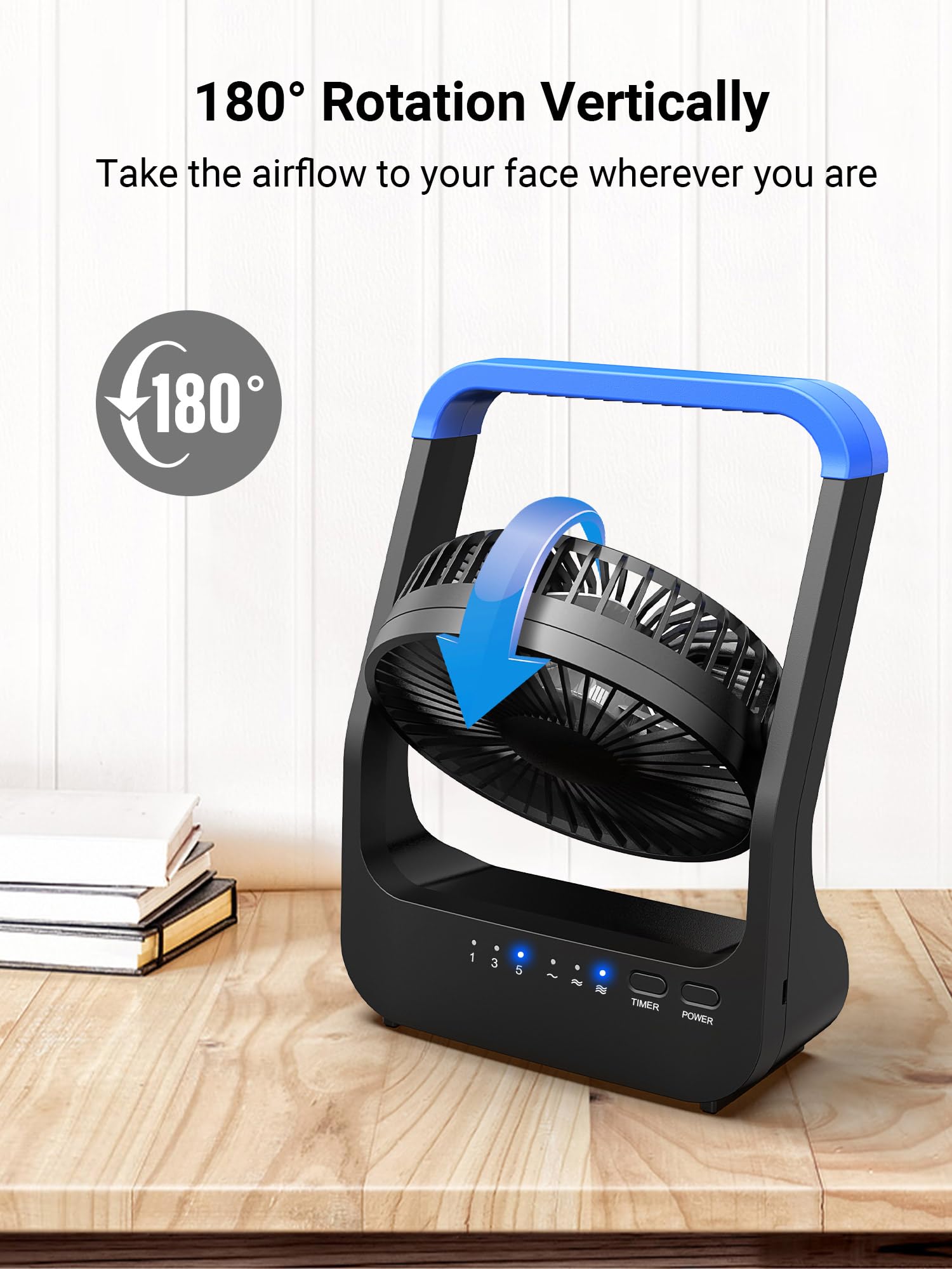 Gazeled portable fan with convenient handle, easy to carry.