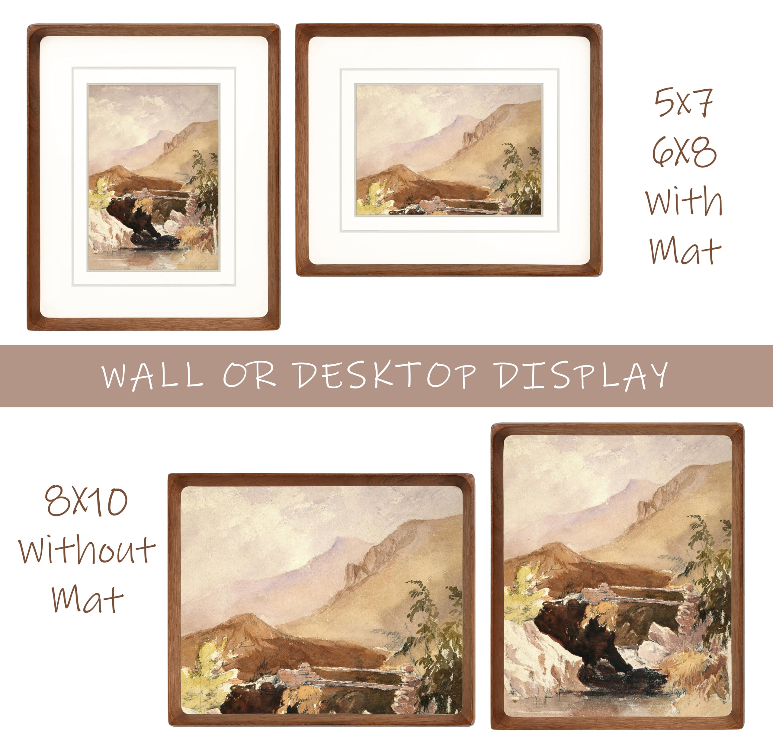Gdfmsc walnut frame closeup rounded corners highlight soft, mid-century styling.