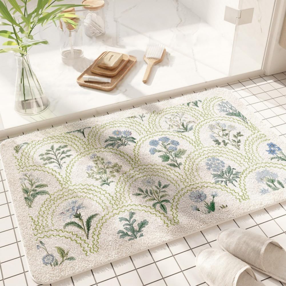 gdmgdr spring floral bath rug 32x20 with vibrant wildflowers for a cozy bathroom