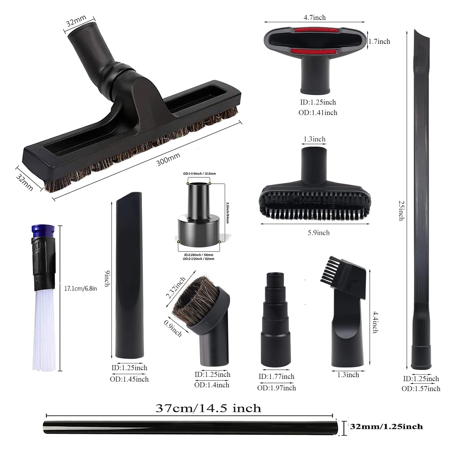 GEBDSM 12in wide vacuum brush attachment for large area cleaning
