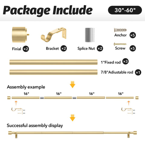 GEEBOBO Gold Curtain Rods suitable for outdoor patio use.