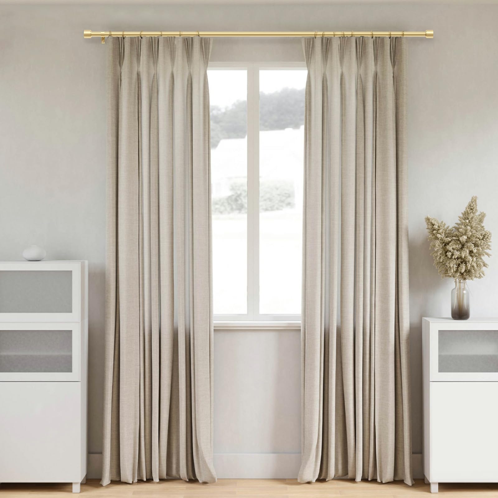 GEEBOBO Gold Curtain Rods modern gold finish enhances décor.