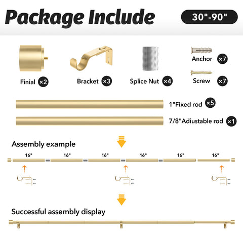 Geebobo Gold Curtain Rods outdoor-ready design suited for patios.