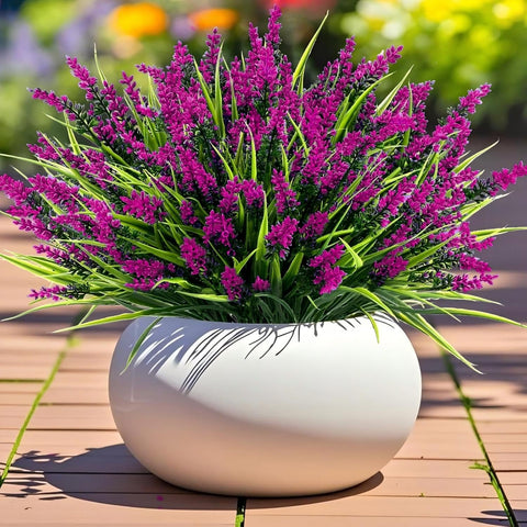 Geegoods artificial lavender-flowers for outdoor use add year-round color to planters.