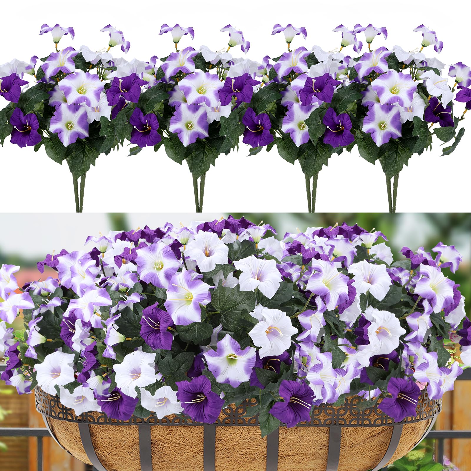 Geegoods artificial petunias outdoors bundle 1 with UV-resistant blooms for lasting porch color