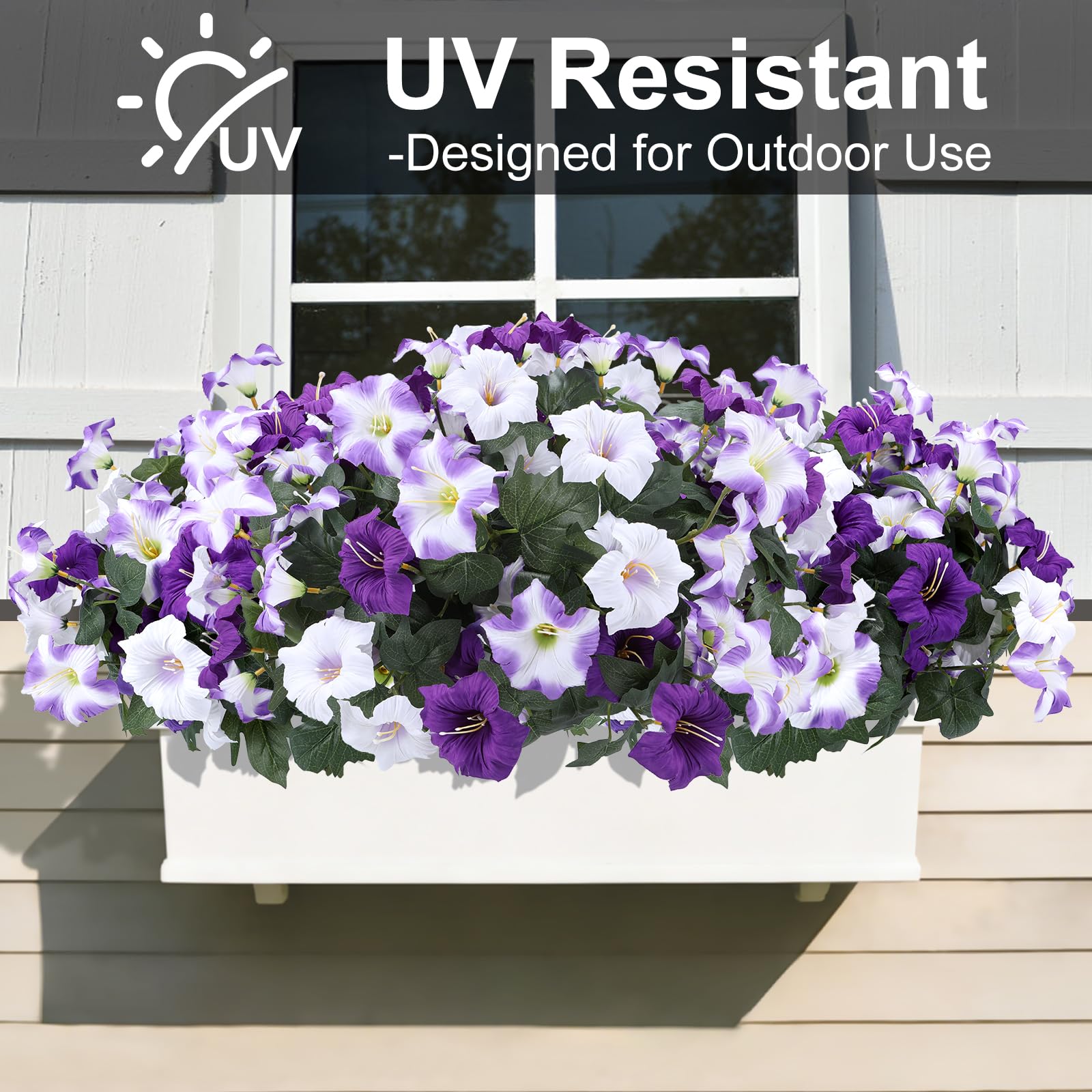Geegoods artificial petunias outdoors bundle 2 lifelike petals for natural balcony decor