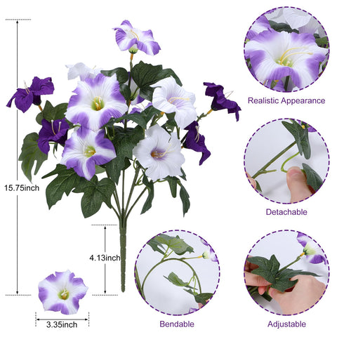 Geegoods artificial petunias outdoors bundle 3 compact height fits small planters