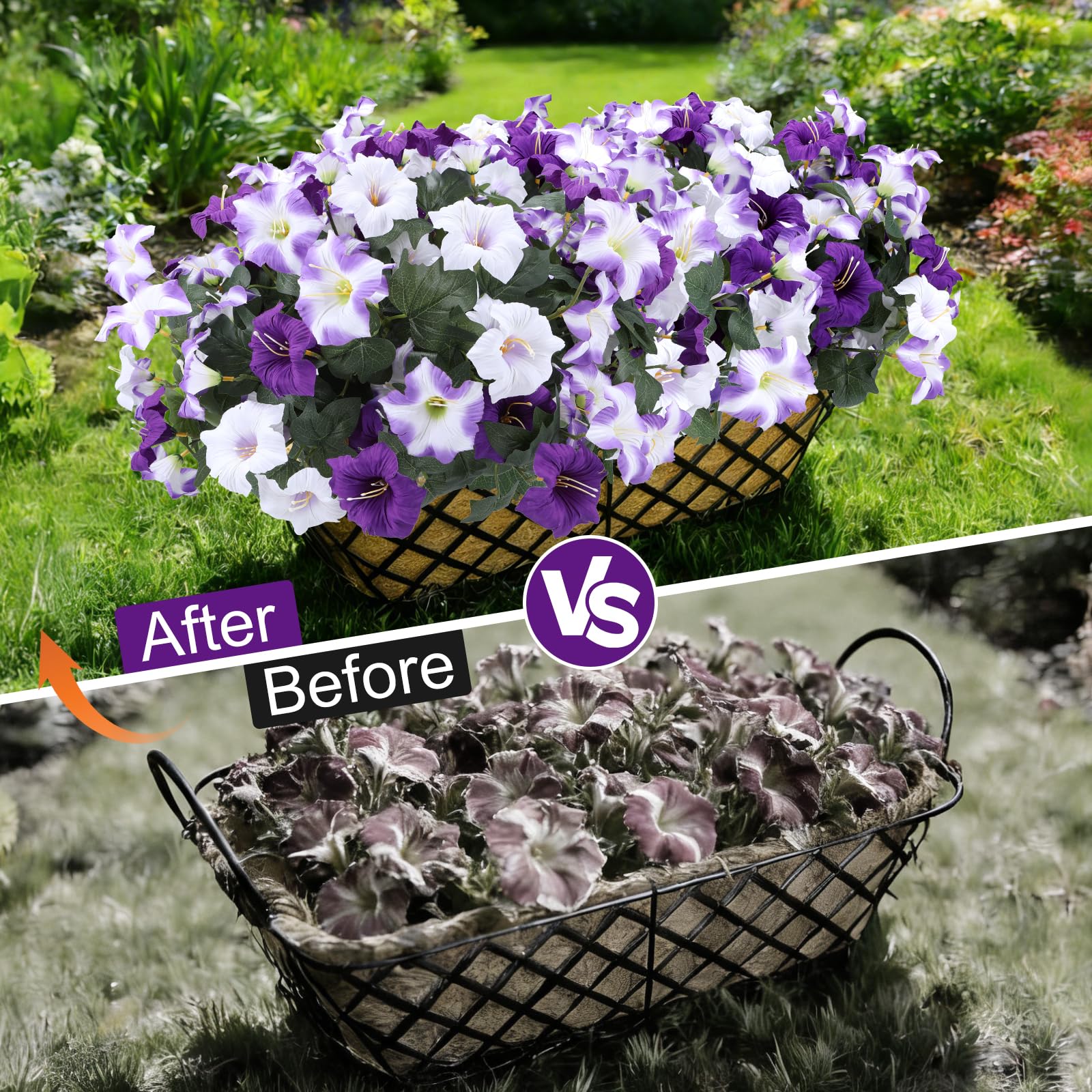 Geegoods artificial petunias outdoors bundle 4 bendable stems for flexible arrangements