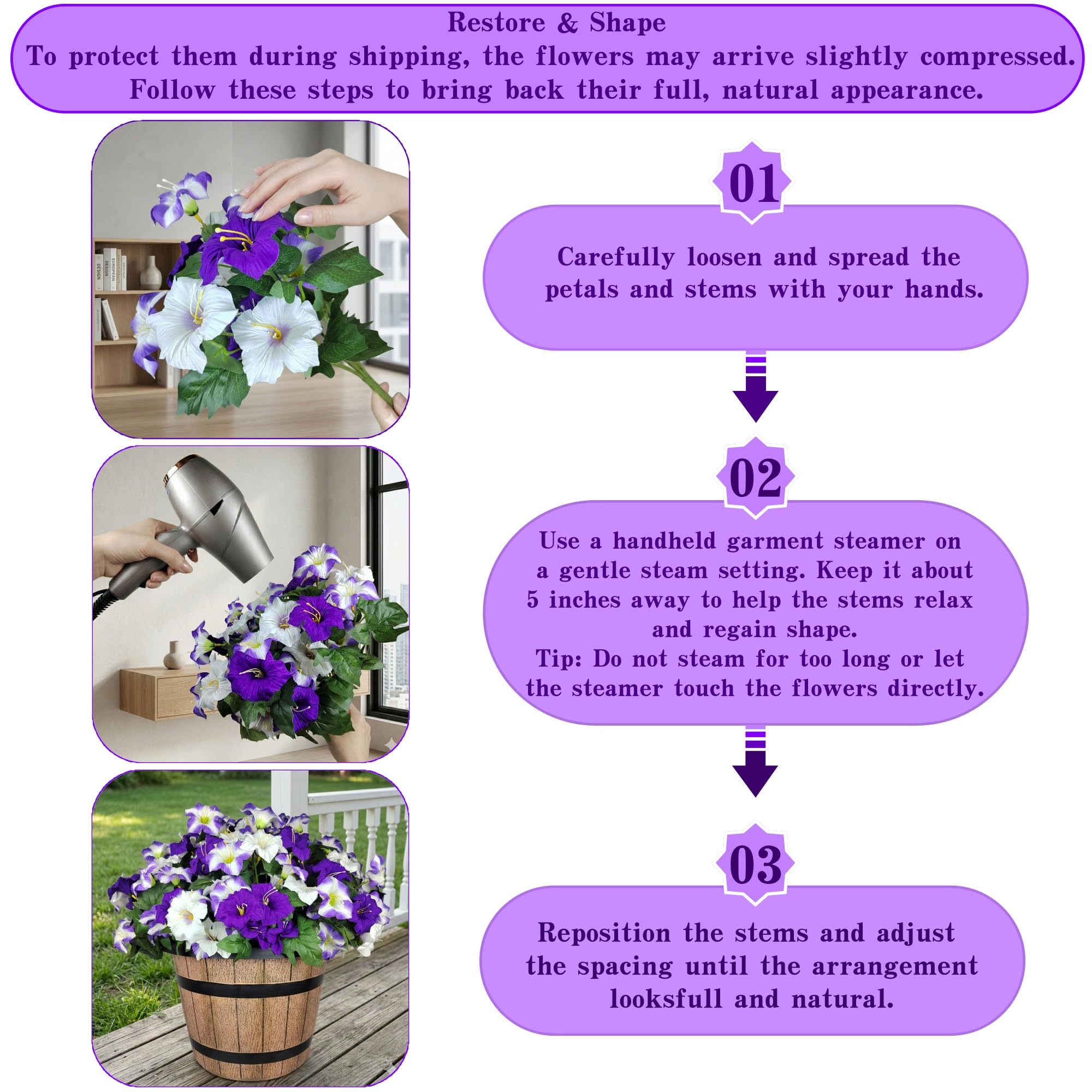 Geegoods artificial petunias outdoors bundle 6 full planter coverage with lush leaves