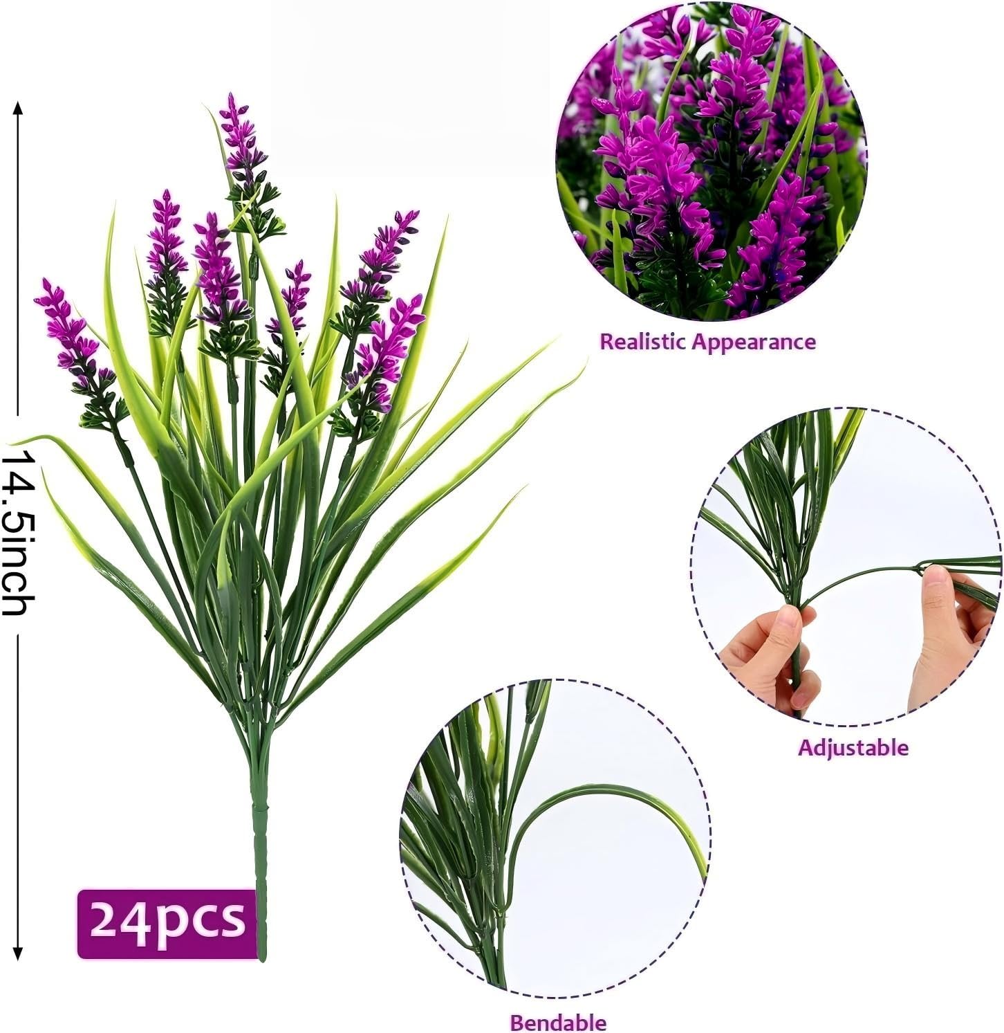 Geegoods artificial-lavender-stems bring depth to window boxes and porches.