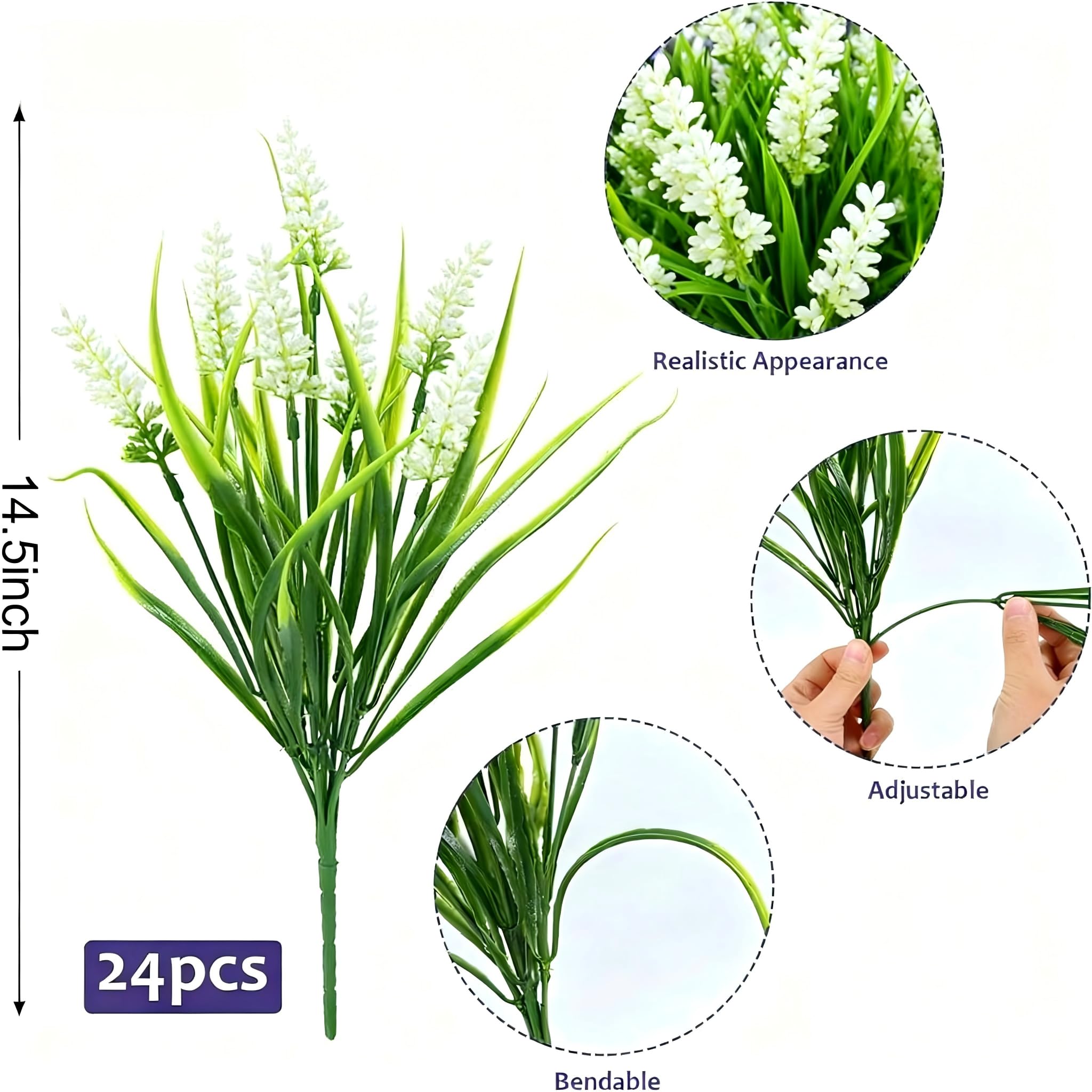 Geegoods outdoor faux lavender stems for patio decor and window boxes
