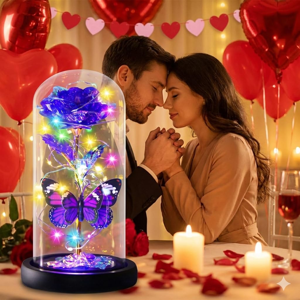 Gee Hut romantic dinner centerpiece rose sets a warm table mood.