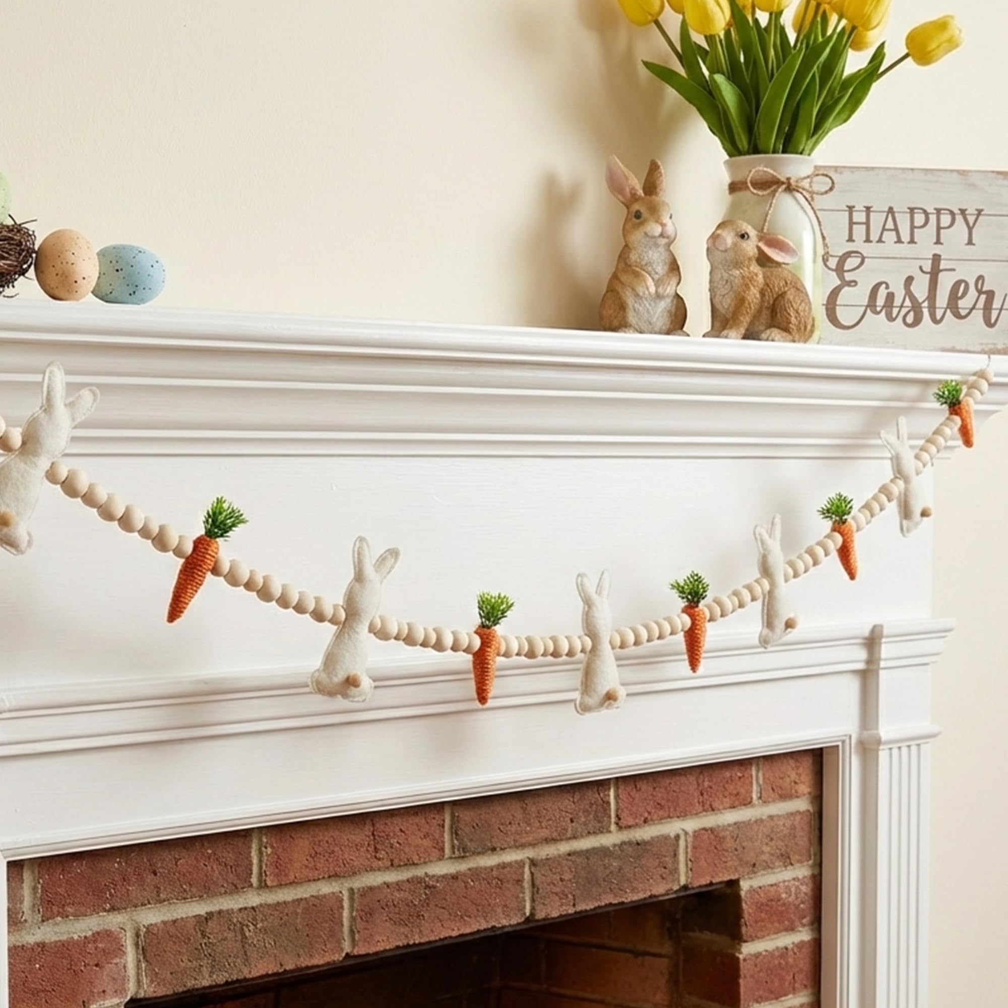 Gee Hut rustic Easter banner brightens living spaces with seasonal cheer.