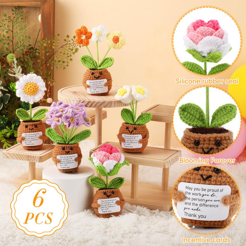 Geelin crochet flower pot rose artwork adds charm to any room