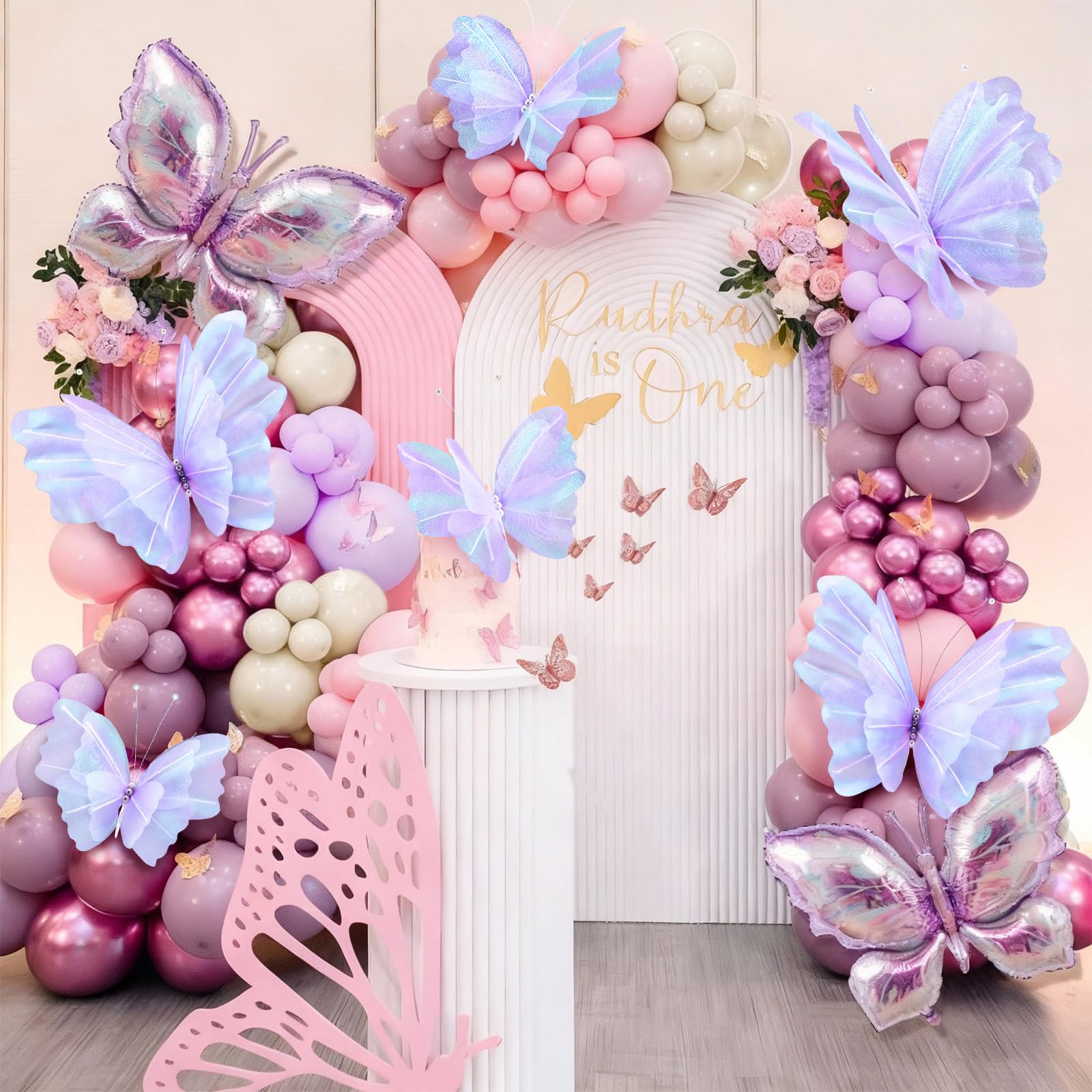 Geelin 6pc giant purple butterfly table decoration for tabletop charm