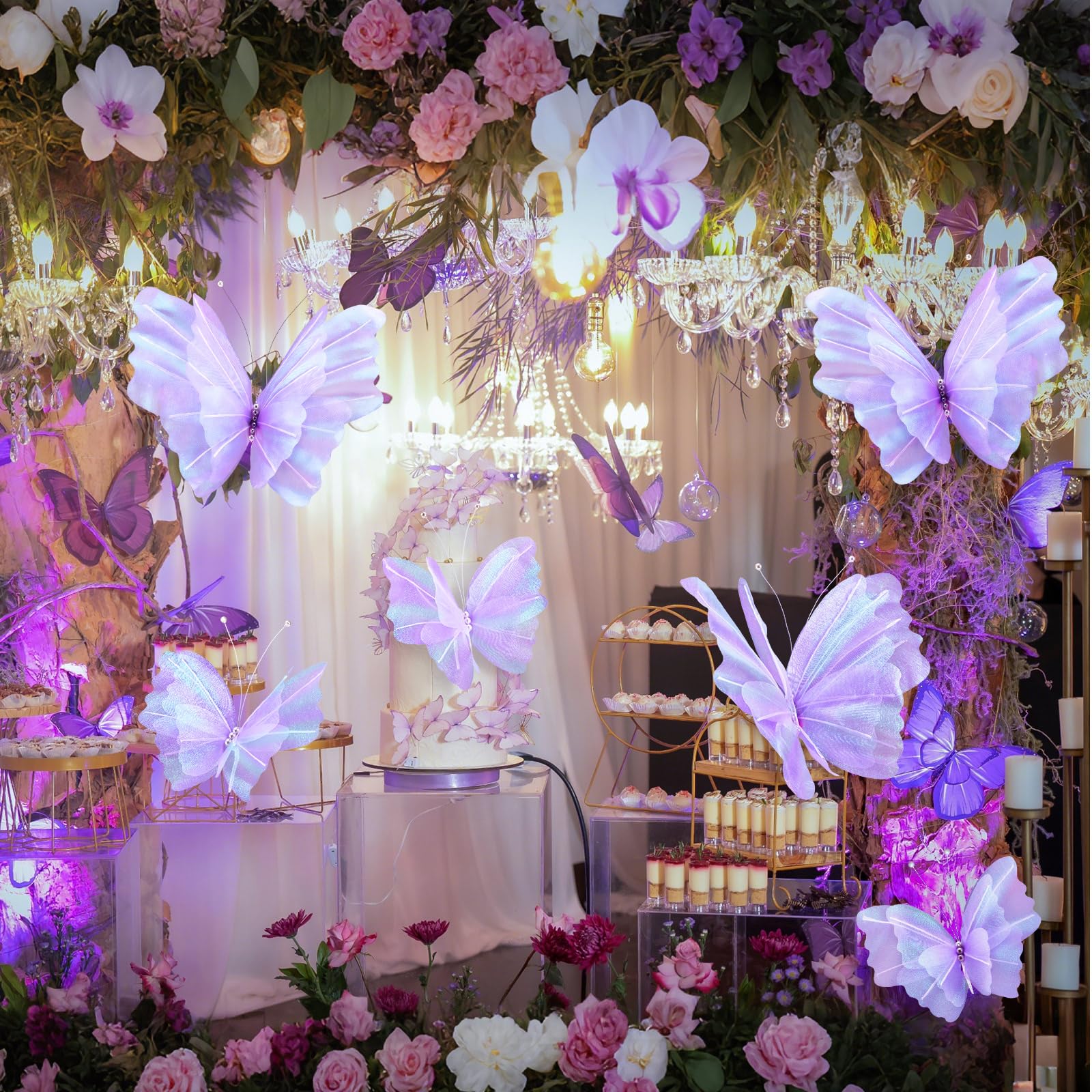 Geelin 6pc giant purple butterfly wall decor adds dreamy color to walls