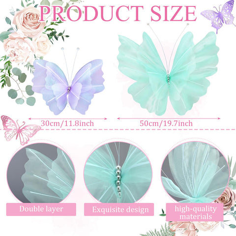 Geelin six-piece pastel butterflies, 50 cm, ideal ceiling decor