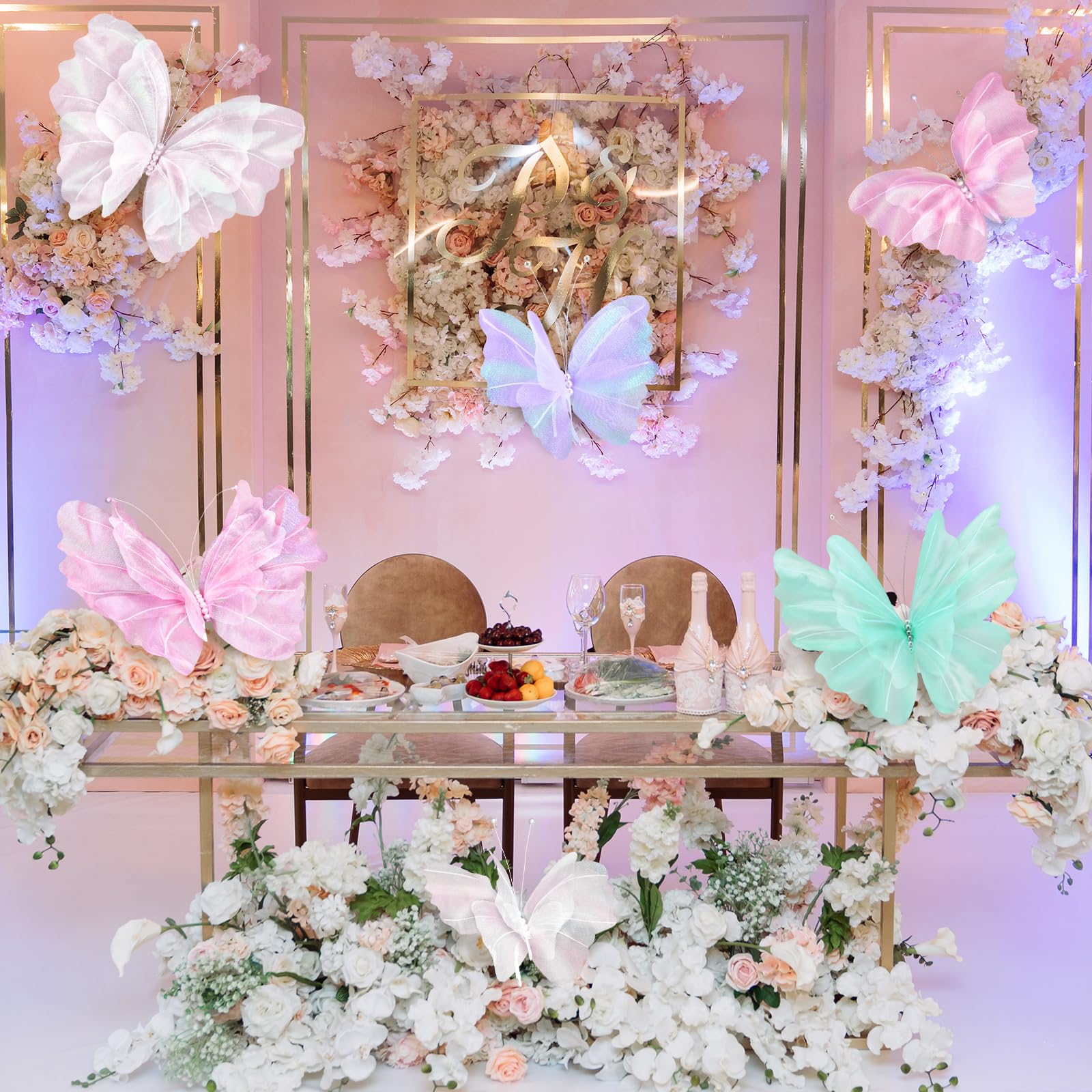 Geelin six-piece pastel butterflies forming a wedding backdrop
