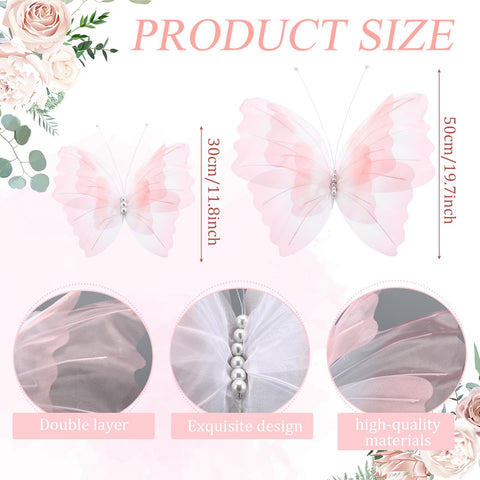 Geelin gradient pink giant butterfly 19-inch ceiling display for quick setup.