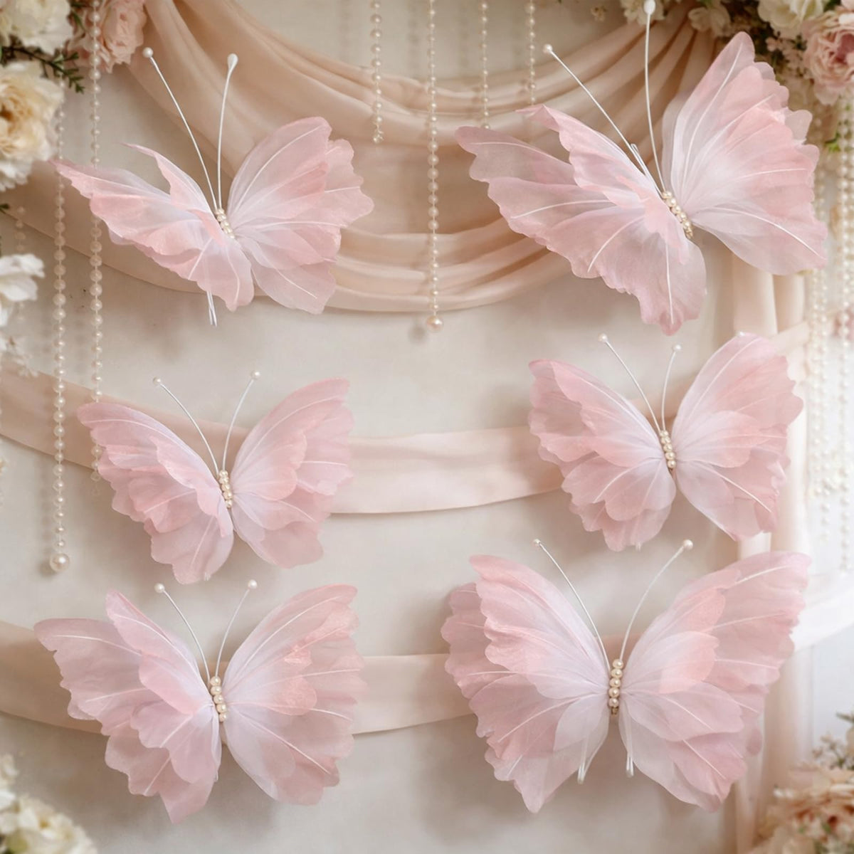 Geelin gradient pink giant butterfly 19-inch wall display for elegant decor.