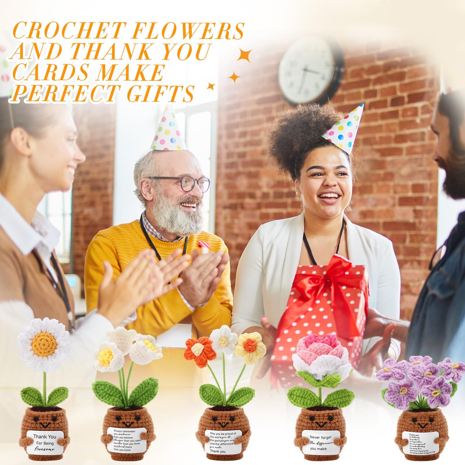 Geelin handmade wool flower pot in cream puff and rose styles adds charm.