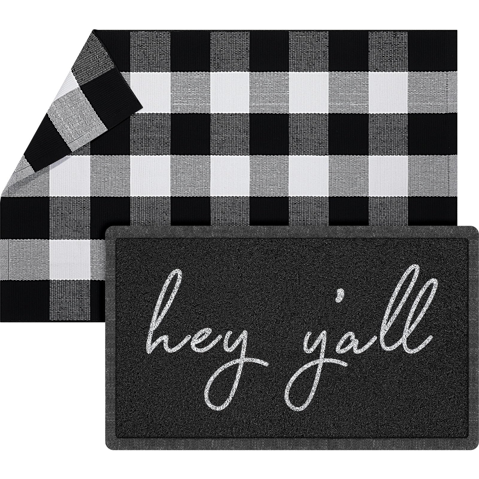 Geelin Hey Y All welcome mat shown with inviting entryway styling and protective outdoor use.