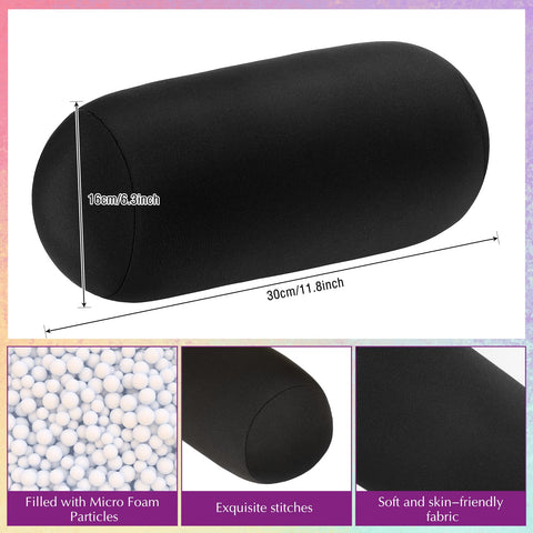 Geelin microbead roll pillow in black designed for home and car use