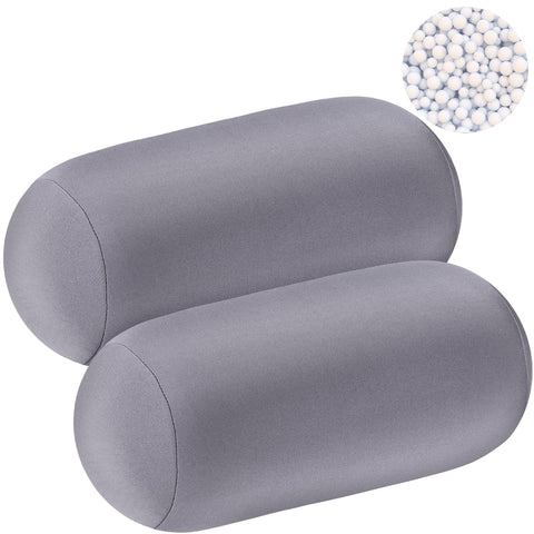 Geelin microbead roll pillow grey provides neck support during travel
