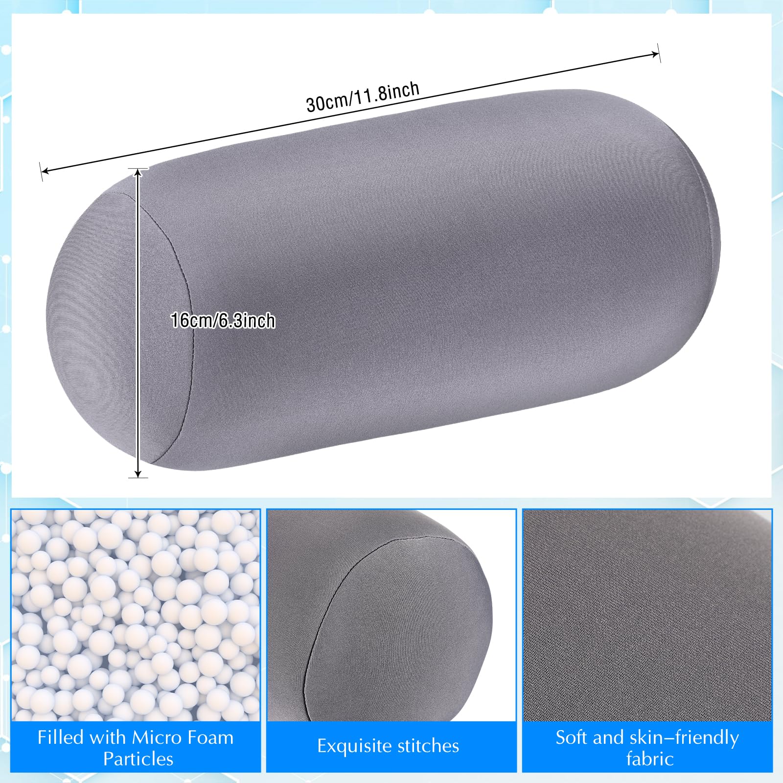 Geelin grey microbead pillow with soft fabric for home use