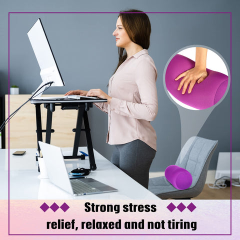 Geelin office setup with microbead roll pillow for desk breaks