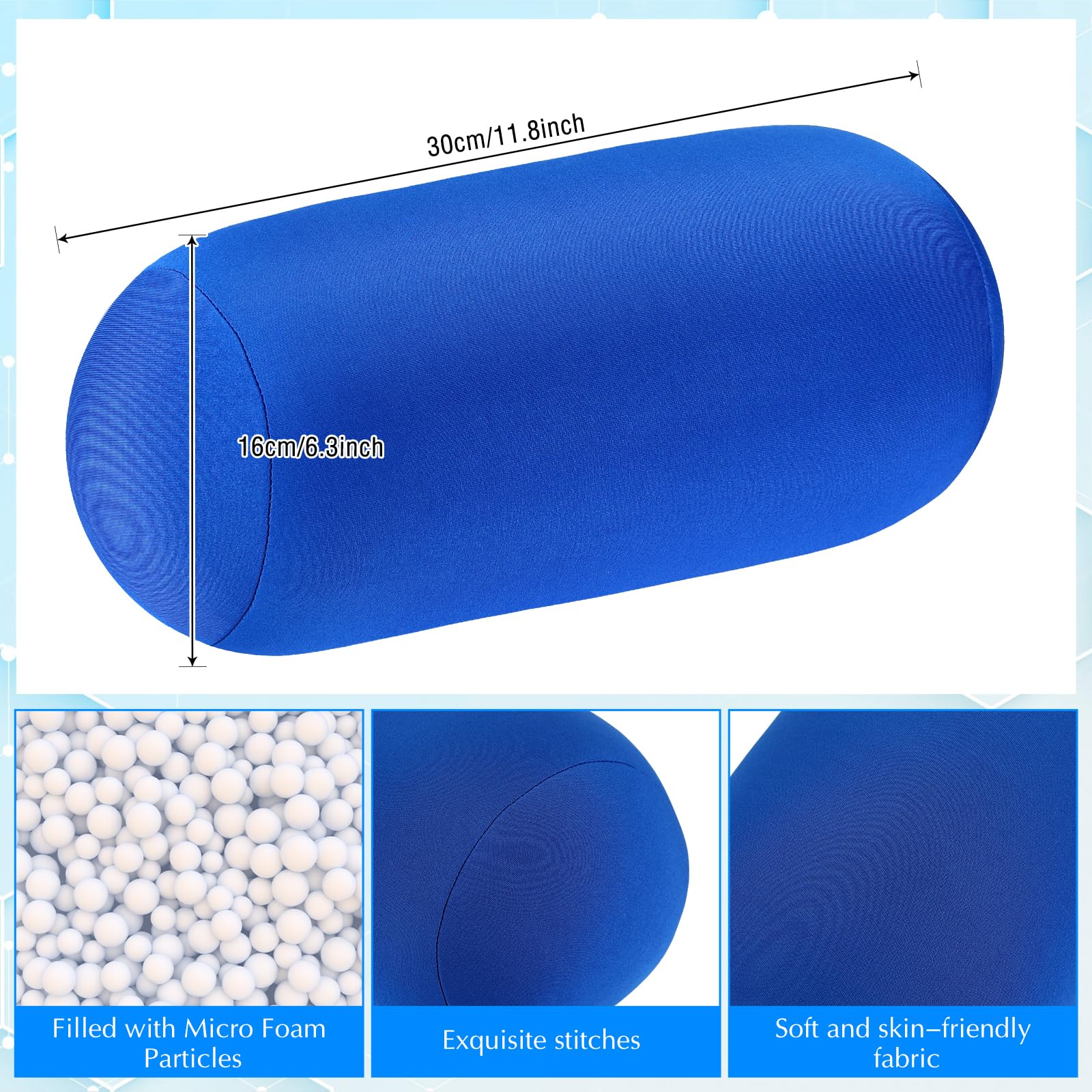 Geelin neck roll pillow soft fabric closeup, cushions head and neck with breathable microbeads.
