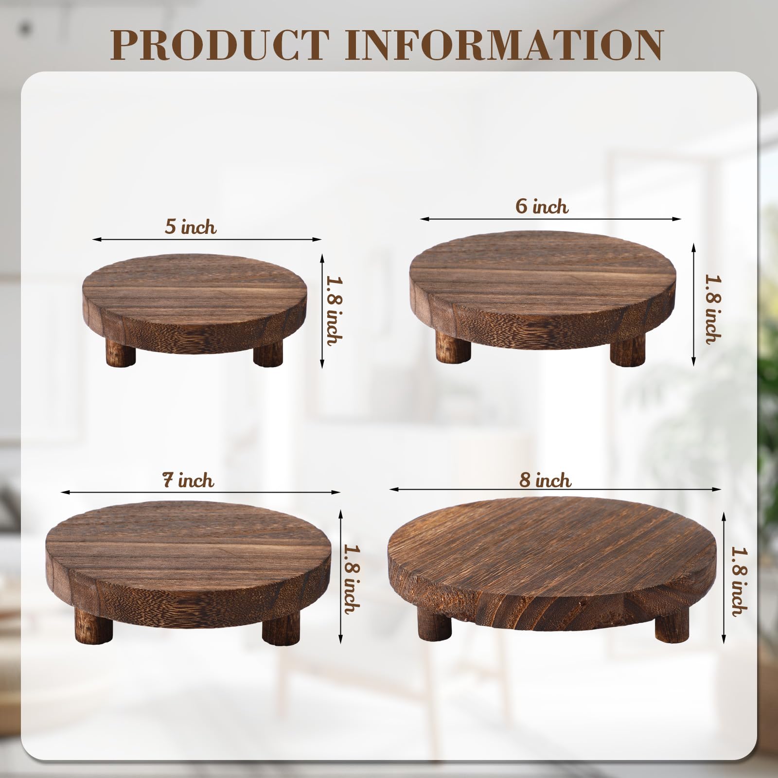 Geetery wooden risers 6x1.8 inch round create layered display.